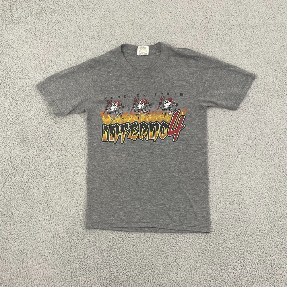VTG Runners Forum Tee Adult S Gray Inferno 4 Flames Skelton Short Sleeve